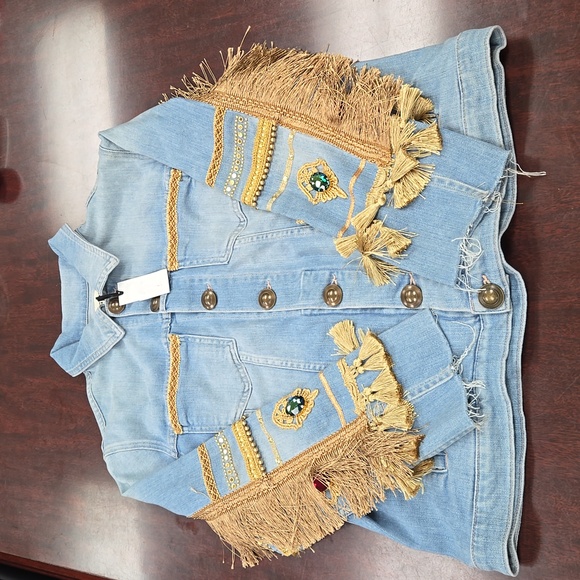 NWT Lagence Kira Tassel Jewel Oversized Jean Jacket S